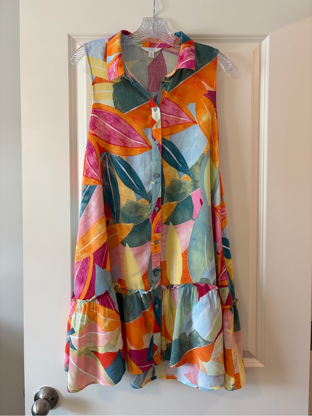 Time & Tru - Women’s - Multi-Color Sleeveless Button-Front Dress - Cover Up